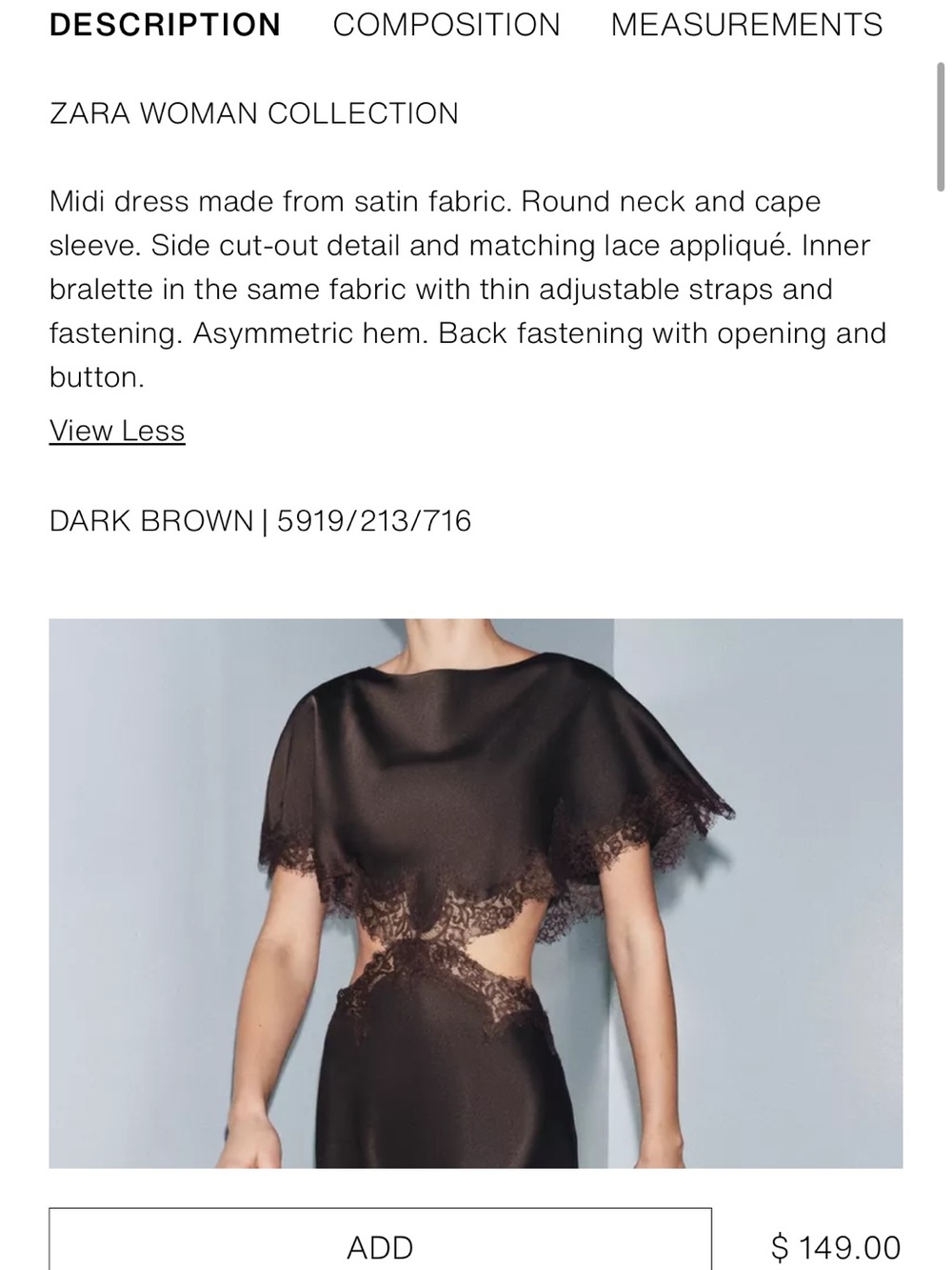 Zara NWT cut out lace dress brown 5919/213 - Picture 13 of 14